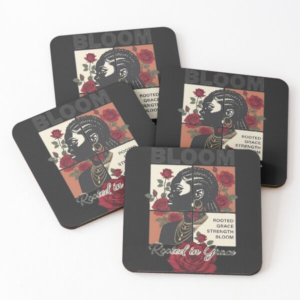Item preview, BLOOM Rooted in Grace Black Woman Rose Aesthetic designed and sold by BLK CANVAS SYNDICATE.