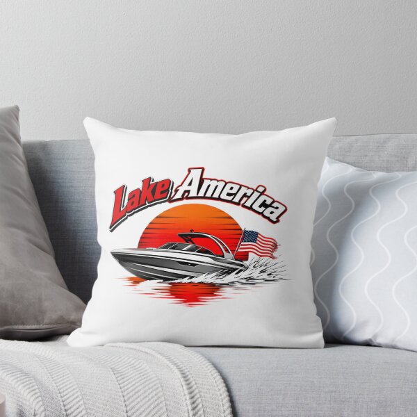 Item preview, Patriotic Lake Life Speedboat Sunset Scene with American Flag Colors designed and sold by HMshopful.