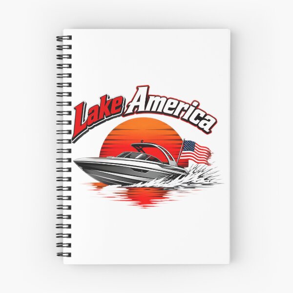 Item preview, Patriotic Lake Life Speedboat Sunset Scene with American Flag Colors designed and sold by HMshopful.