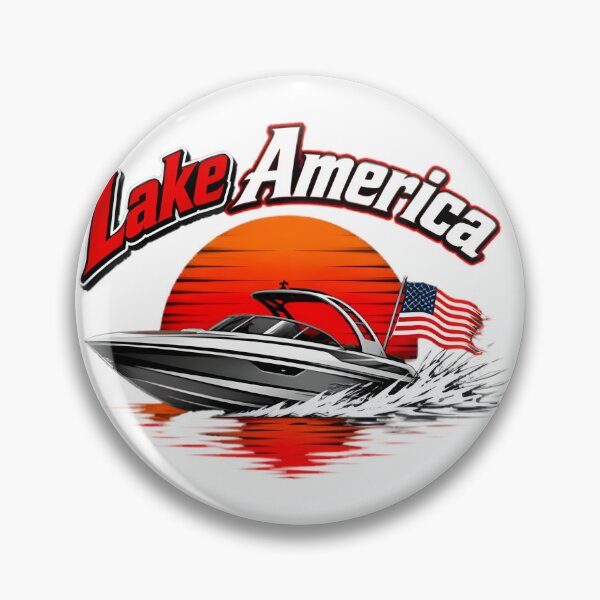 Item preview, Patriotic Lake Life Speedboat Sunset Scene with American Flag Colors designed and sold by HMshopful.