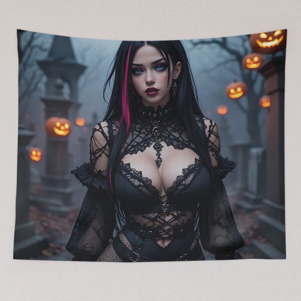 Item preview, Hot Halloween Anime Girl Goth Mommy Waifu Woman designed and sold by Your New Fixation.