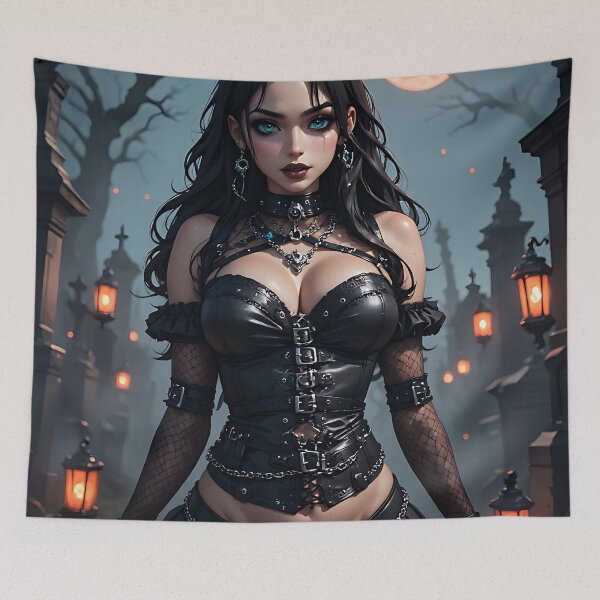 Item preview, Hot Halloween Anime Girl Goth Mommy Waifu Woman designed and sold by Your New Fixation.