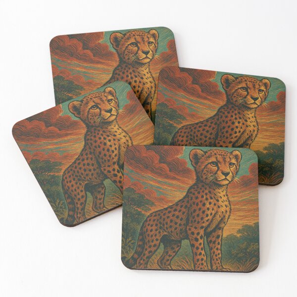 Item preview, Majestic Cheetah Cub Vintage Poster | Retro Wildlife Wall Art designed and sold by PaintedPixels01.