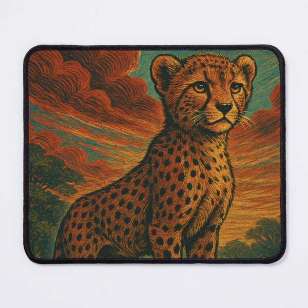 Item preview, Majestic Cheetah Cub Vintage Poster | Retro Wildlife Wall Art designed and sold by PaintedPixels01.