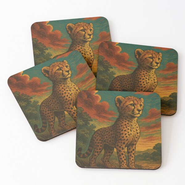 Item preview, Majestic Cheetah Cub Vintage Poster | Retro Wildlife Wall Art designed and sold by PaintedPixels01.