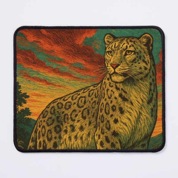 Item preview, Majestic Snow Leopard Vintage Poster | Retro Wildlife Wall Art designed and sold by PaintedPixels01.