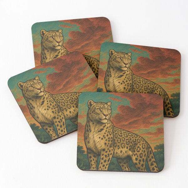 Item preview, Majestic Snow Leopard Vintage Poster | Retro Wildlife Wall Art designed and sold by PaintedPixels01.