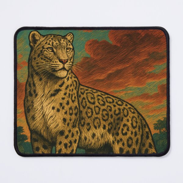 Item preview, Majestic Snow Leopard Vintage Poster | Retro Wildlife Wall Art designed and sold by PaintedPixels01.