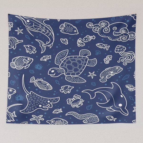 Item preview, Oceanic Harmony A Whimsical Collection of Marine Life Illustrations in a Tranquil Blue Palette Capturing the Beauty of Underwater Diversity designed and sold by Matt_Smith.