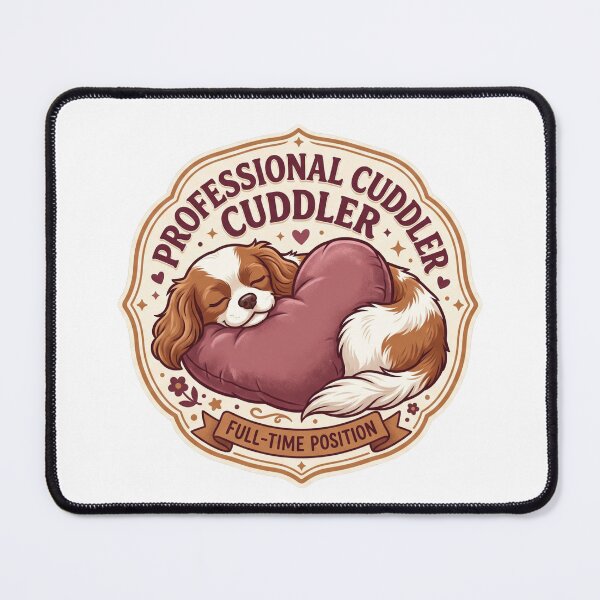 Item preview, Professional Cuddler Cavalier King Charles Spaniel Dog Cute Vintage Badge Logo - Funny Pet Lover Gift designed and sold by BiniClicks.