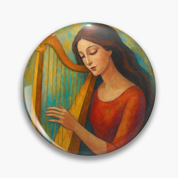Item preview, Harpist Playing the Harp painting. designed and sold by GalleryKauffeld.