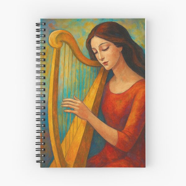 Item preview, Harpist Playing the Harp painting. designed and sold by GalleryKauffeld.