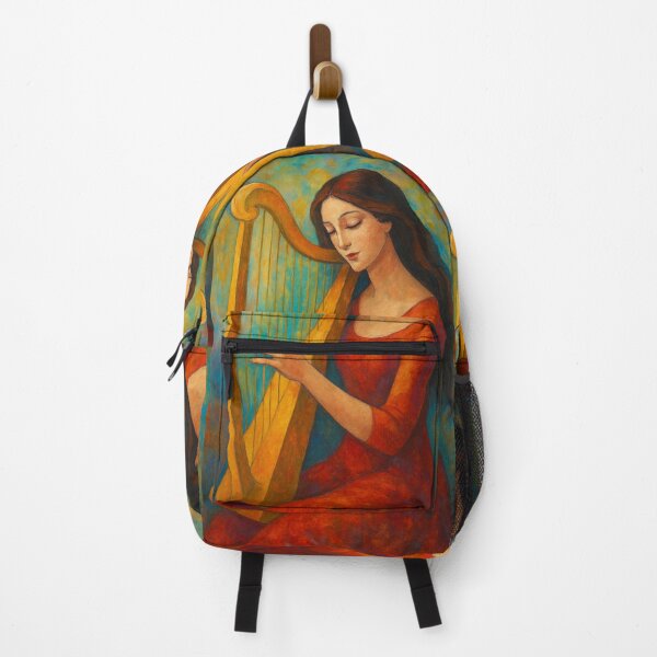 Item preview, Harpist Playing the Harp painting. designed and sold by GalleryKauffeld.