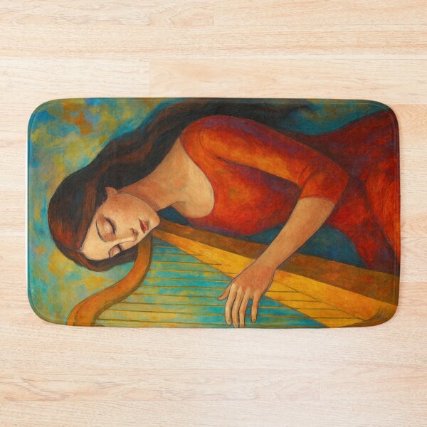 Item preview, Harpist Playing the Harp painting. designed and sold by GalleryKauffeld.