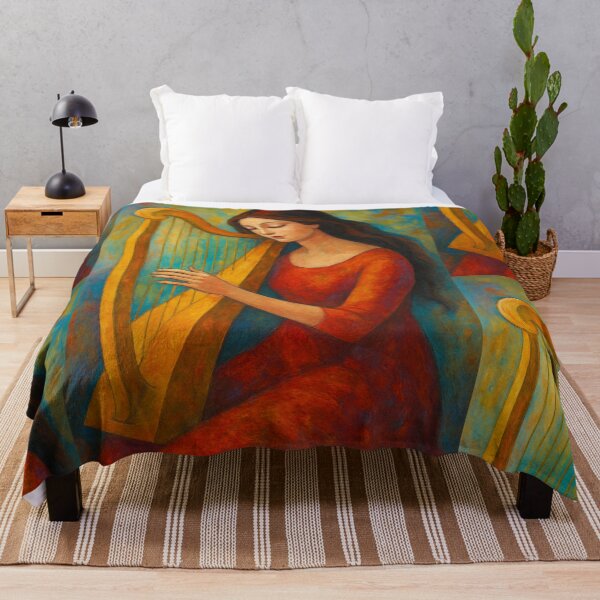 Item preview, Harpist Playing the Harp painting. designed and sold by GalleryKauffeld.