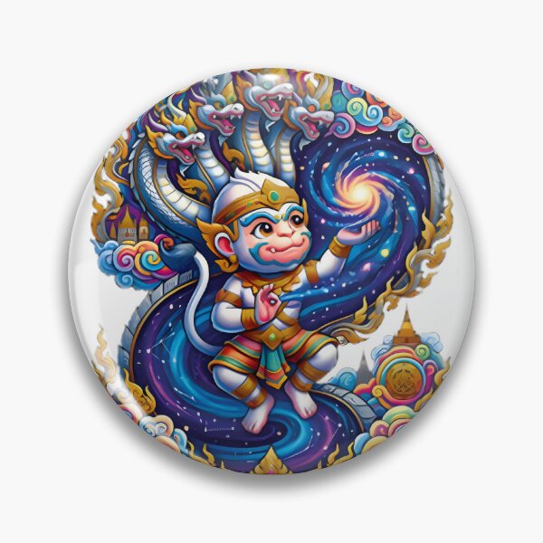 Item preview, Cosmic White Monkey with Galaxy Background and Thai Naga Dragon Illustration designed and sold by nouhime.
