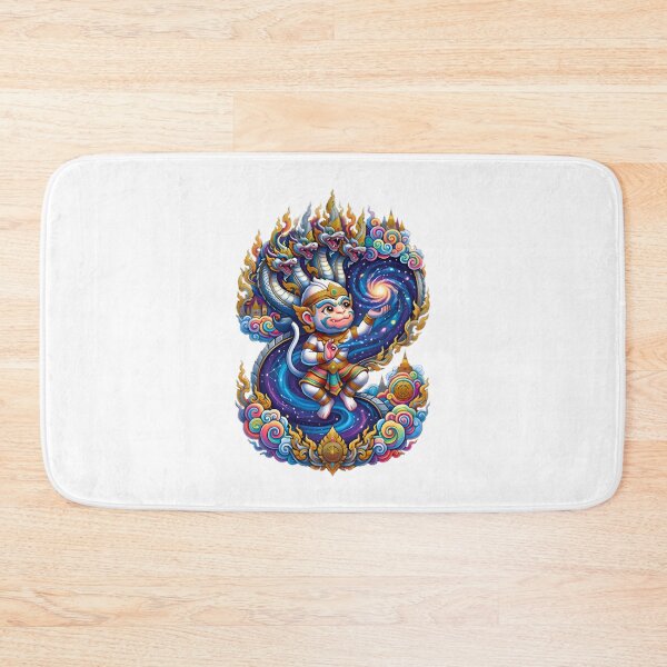 Item preview, Cosmic White Monkey with Galaxy Background and Thai Naga Dragon Illustration designed and sold by nouhime.
