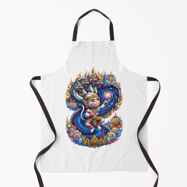 Item preview, Cosmic White Monkey with Galaxy Background and Thai Naga Dragon Illustration designed and sold by nouhime.