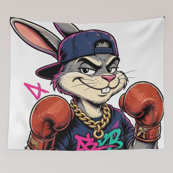 Item preview, 90s Street Cartoon Boxing Rabbit Retro Tough Bunny designed and sold by Martial-Art-23.