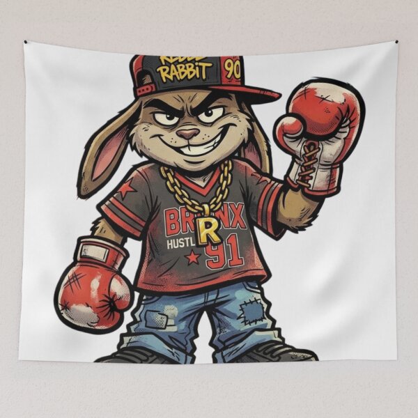 Item preview, 90s Street Cartoon Boxing Rabbit Retro Tough Bunny designed and sold by Martial-Art-23.
