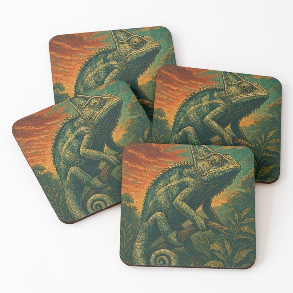 Item preview, Majestic Chameleon Elegance — Vintage Wildlife Poster designed and sold by PaintedPixels01.