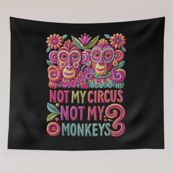 Item preview, Embroidery Monkeys Not My Circus designed and sold by artsandsoul.