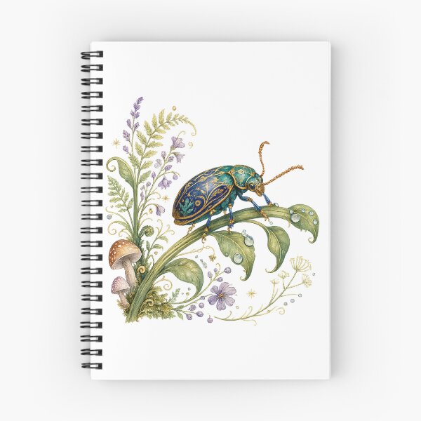 Item preview, Enchanted Beetle Botanical Mushroom Woodland Fantasy Nature Art Design designed and sold by inkoutninja.