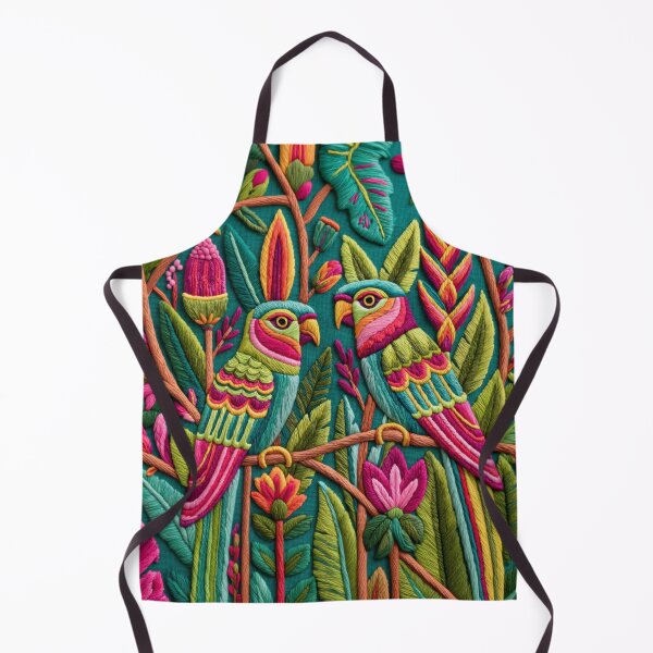 Item preview, Modern Embroidery Parakeets Tropical Garden designed and sold by artsandsoul.