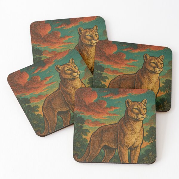 Item preview, Majestic Vintage Cougar Poster | Retro Wildlife Wall Art | Classic Mountain Cat Illustration designed and sold by PaintedPixels01.