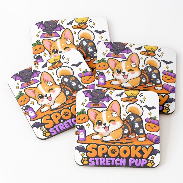 Item preview, Spooky Stretch Pup | Cute Corgi Halloween Yoga Pilates Puppy designed and sold by KnrNazimTHRE4DS.