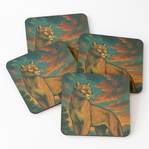 Item preview, Majestic Vintage Cougar Poster | Retro Wildlife Wall Art | Classic Mountain Cat Illustration designed and sold by PaintedPixels01.