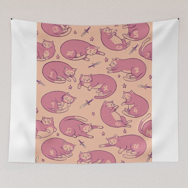 Item preview, Cats and Daggers Cute Pink Kawaii Pattern designed and sold by DRP-art.