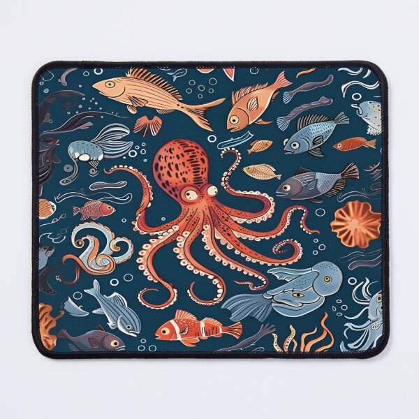 Item preview, A Vibrant Exploration of Ocean Depths A Lively Pattern Featuring a Colorful Array of Marine Life, Including Fish, Octopuses, and Other Aquatic Creatures designed and sold by Matt_Smith.