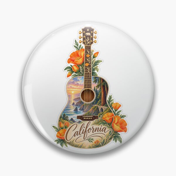 Item preview, California Golden Coast Watercolor Guitar designed and sold by Whimspired By Paxx.
