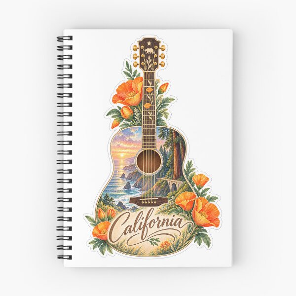 Item preview, California Golden Coast Watercolor Guitar designed and sold by Whimspired By Paxx.