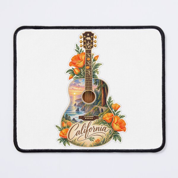 Item preview, California Golden Coast Watercolor Guitar designed and sold by Whimspired By Paxx.