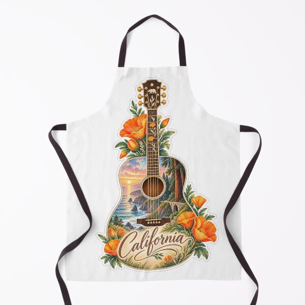 Item preview, California Golden Coast Watercolor Guitar designed and sold by Whimspired By Paxx.