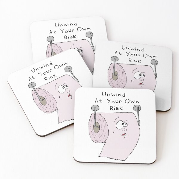 Item preview, Unwind At Your Own Risk Sticker | Funny Toilet Paper Bathroom Pun designed and sold by MyxaART.