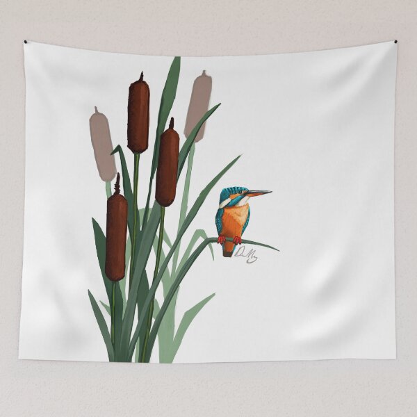 Item preview, Common Kingfisher on Reed Mace designed and sold by DHeyDesigns.
