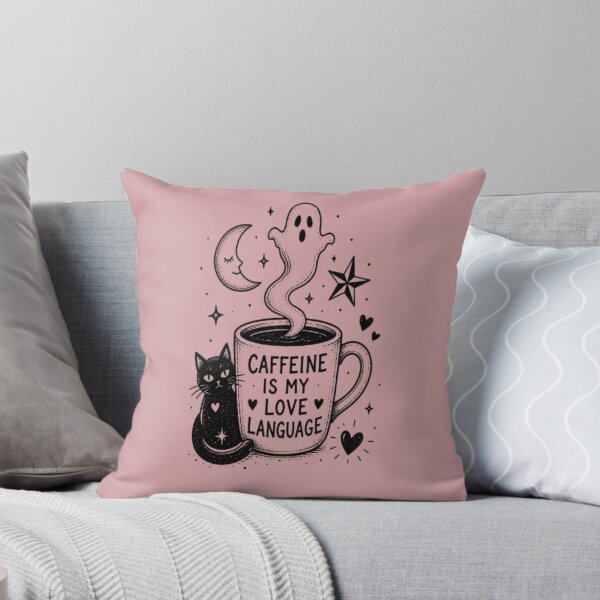 Item preview, Caffeine Is My Love Language Ghost Cat Coffee designed and sold by creativerooney.