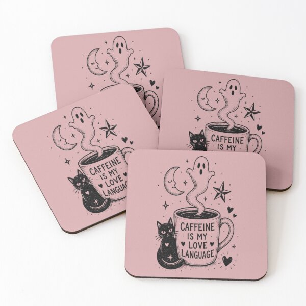 Item preview, Caffeine Is My Love Language Ghost Cat Coffee designed and sold by creativerooney.