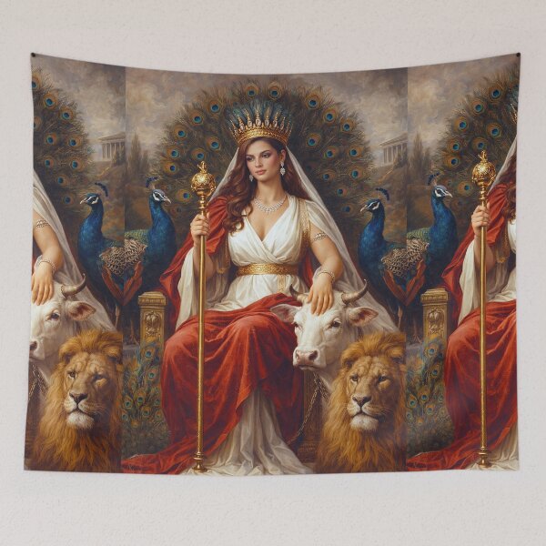Item preview, Goddess Hera with peacocks, lion and cow. designed and sold by GalleryKauffeld.