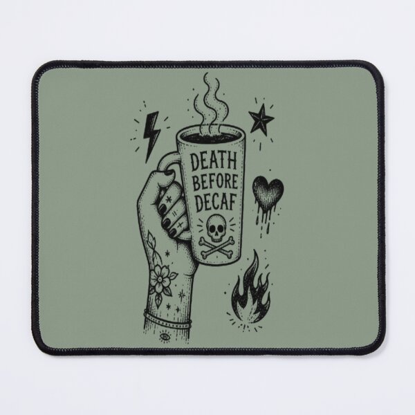 Item preview, Death Before Decaf Skeleton Hand Coffee Tattoo designed and sold by creativerooney.