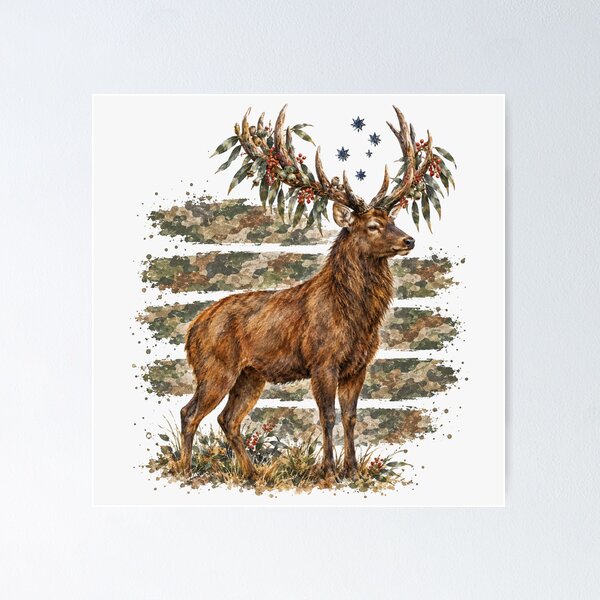 Item preview, Watercolor Stag Deer Camo Hunting Season designed and sold by Yellowriversss.