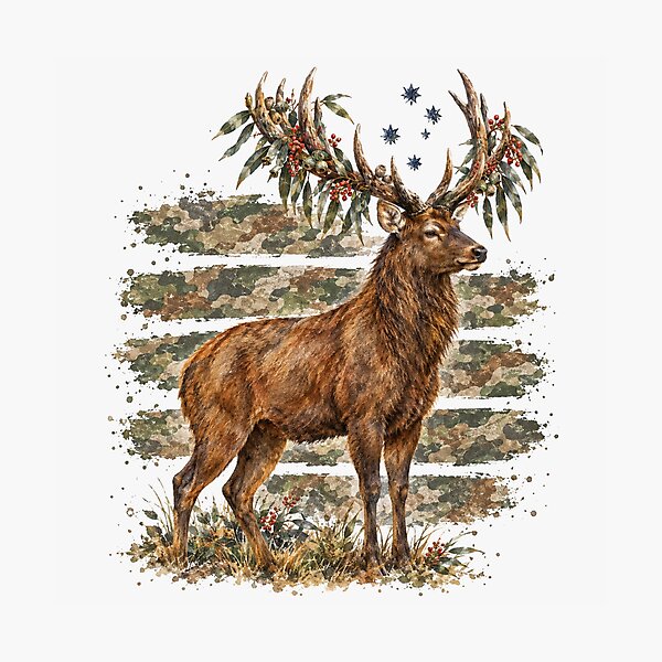 Item preview, Watercolor Stag Deer Camo Hunting Season designed and sold by Yellowriversss.