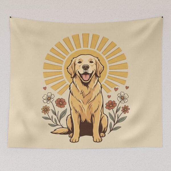 Item preview, Vintage Golden Retriever Sunshine Dog T-Shirt Graphic with "Good Days Start with a Wag" designed and sold by BiniClicks.