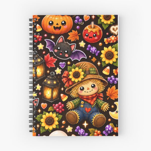 Item preview, Kawaii Halloween Fall Pattern – Cute Scarecrow, Ghost, Black Cat, Pumpkins & Autumn Candy Design designed and sold by ALH Apparel.