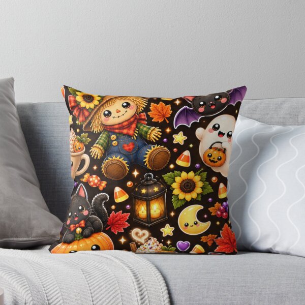 Item preview, Kawaii Halloween Fall Pattern – Cute Scarecrow, Ghost, Black Cat, Pumpkins & Autumn Candy Design designed and sold by ALH Apparel.