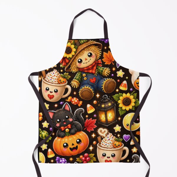 Item preview, Kawaii Halloween Fall Pattern – Cute Scarecrow, Ghost, Black Cat, Pumpkins & Autumn Candy Design designed and sold by ALH Apparel.
