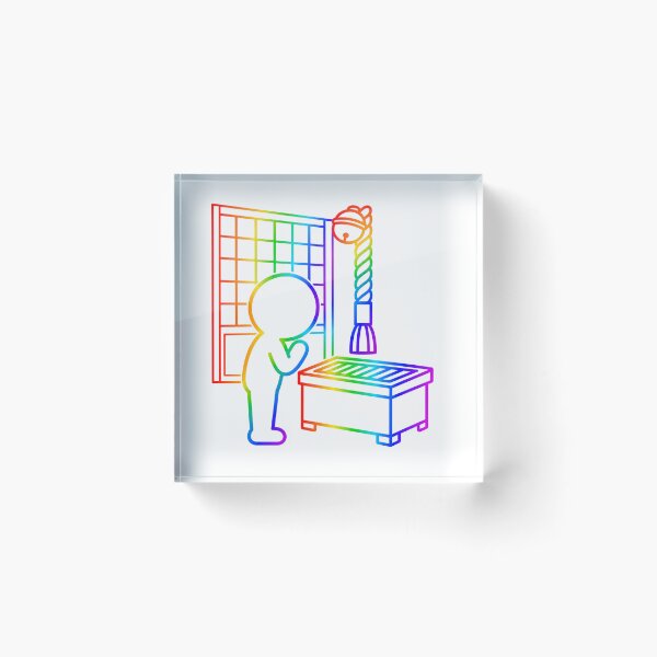 Item preview, Japanese Shrine Prayer - Faith and Gratitude Pictogram（Rainbow Line） designed and sold by japan-picto.